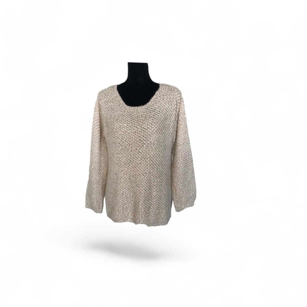 Cyrus casual neutral soft boho vanillacore pullover knit cream sweater large
